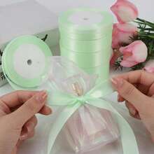 Mint Green Ribbon 1 Inch X 25 Yards, Satin Ribbon, For Gift Wrapping, Bow Making, Bouquets, Wreaths, DIY Crafts, Sewing Projects, Parties And Wedding Parties - Light Green - View 5