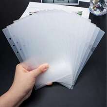 12pcs A6 Zipperless Loose-Leaf Binder Pockets - Plastic-Feel PP Material Protective Pages, With No-Label Index Tab Replacement System, Compatible With 6-Ring Binders, Suitable For Office, Planner Organization (Zipperless, Durable PP Plastic-Feel Inner Pages), Back To School Season - Right Side Opening - View 8