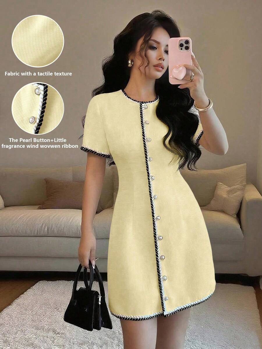 Women Midi Dresses - 淺黃色 - 查看 1