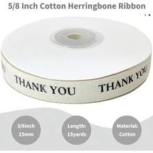 Cinta de espiga de algodón de 5/8 pulgadas – Cinta de embalaje de regalo de 15 yardas para manualidades, correas naturales para costura, corbatas, embalaje, decoración de boda y, día de la - Mejor deseo - Ver 11