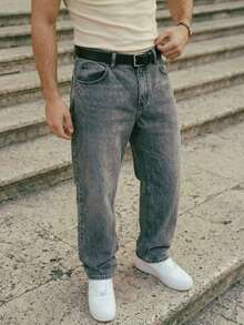 Bag Balloon Jeans Wide Straight Cut Carpenter UNISEX - Light Grey - View 4