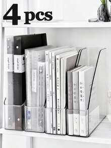 1pc Vertical File Organizer, Transparent PET Desktop Storage Box, Suitable For Magazines, Binders, Notebooks, Envelopes And Other Documents, Multi-Functional Desktop File Organizer, Workstation Storage Box - A - View 11