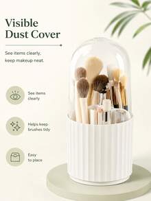 Minimalist Beauty Storage With Divided Compartments To Stop Clutter Modern Acrylic Makeup Brush Holder For Urban Professionals Compact Vanity Decor Ideal For Bathroom Countertop To Hold Eye Shadow Brushes - A - View 5