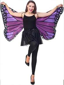 Disfraz de Mariposa Monarca para Adulto con Capa de Alas Talla Única para Halloween Fiesta - Morado - Ver 1