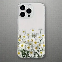 1 pieza Funda de teléfono transparente y suave con diseño simple y fresco de flor de margarita - Multicolor - Ver 2