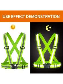 Neon Green Reflective Vest With Pockets, Made Of Adjustable Polyester Material, Suitable For Night Running, Cycling, Outdoor Sports And Hiking - Multicolor - View 6