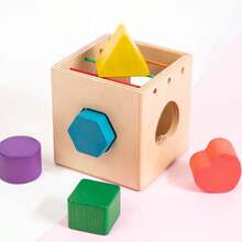 1 Set Wooden Shape Matching Montessori Early Education Toy, Geometric Shape & Color Recognition, Multi-Hole Design For Hand-Eye Coordination Training, Educational Enlightenment Teaching Aid, Suitable For Parent-Child Interaction & Role Play - 彩色 - 查看 6