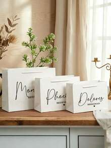 Personalized Name Gift Bags, Customized Wedding Gift Bags, Personalized Reusable Paper Wedding Favor Bags; Multi-Functional, Durable, Fashionable And Reusable. - Multicolor - View 5