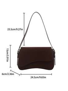 1 pieza Bolso de mujer de unicolor de PU, nueva bolsa de hombro versátil - Café integral 2 - Ver 10