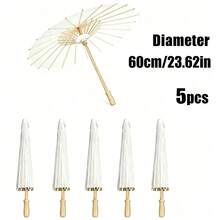 5件傳統婚禮傘，優雅新娘攝影道具與派對裝飾，提供30cm/40cm/60cm直徑，無需電源 - 白色 - 查看 16