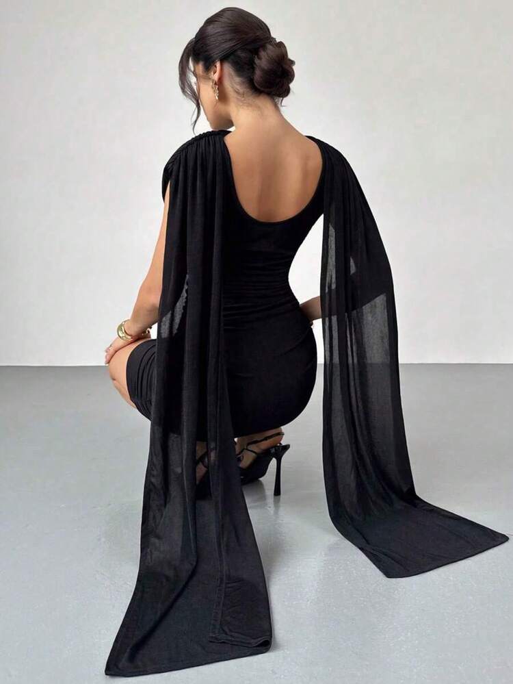 Vestido elegante y casual con cinta fluida y delgada, vestido de festival/vestidos elegantes para fiesta/atuendos de Acción de Gracias para m - Blanco - Añade 3