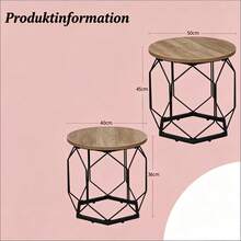 Nordic-Style Coffee Table With Wrought Iron Elements / Simple Round Coffee Table / Round Coffee Table With Removable Tabletop / Stackable Coffee Table / Suitable For Bedrooms And Living Rooms - 卡其色 - 查看 6