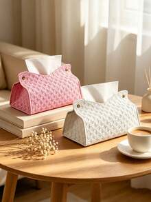 1/4/5Pcs Woven Pattern Tissue Box, High Capacity Toilet Paper Storage Organizer, Multiple Colors Available, Suitable For Home Living Room, Desktop Kitchen, Dining Room Bedroom, Holiday Celebration Decoration, Wedding Gift Essential, Luxury Gift Choice. - View 4