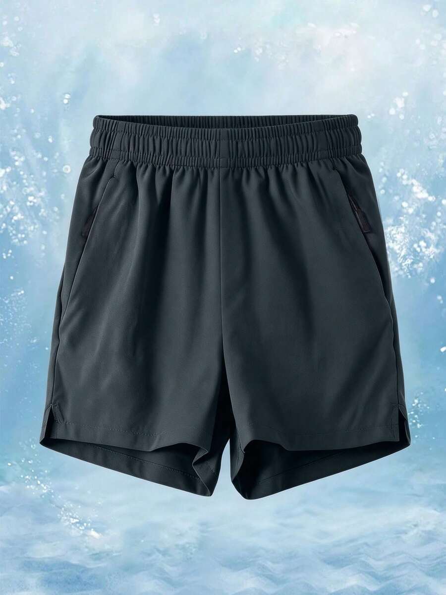 1pc Tween Boy Casual Exercise Sports Outdoor Shorts, Spring/Summer - Dark Grey - View 1