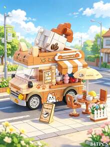成人卡通玩具工程車積木套裝，趣味動物餐車模型組件，精緻裝飾擺飾，高品質DIY組裝玩具，送給玩具車愛好者的獨特美感禮物 - 多種顏色 - 查看 18