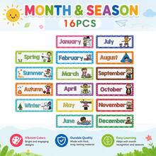 Lachilly 8/16pcs Weather, Day Of The Week, Month And Season Learning Cards Set, Montessori Children Education Flash Cards, Classroom Wall Decor Teaching Supplies - Multicolor - View 15