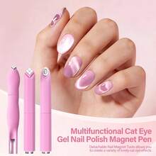 Pink 3Pcs Multi-Functional Cat Eye Nail Tool Set, Detachable Multi-Head Accessories For Heart, Square & Arc Nail Shimmer Effects - Pink - View 7