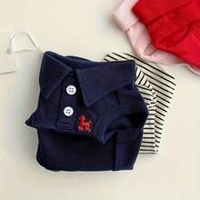 3 piezas Conjunto de camisa polo lisa con chaleco bordado para mascotas, primavera y verano - Multicolor - Ver 7