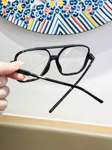 1 Pair Women's Plastic Classic Aviator Frames, French Romantic Elegant High-End Casual Texture, Fashion Glasses Suitable For Campus Model Street Photography Afternoon Tea Wear - Black - View 7