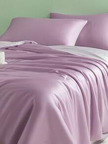 1pc Lightweight Luxury Quilt, Suitable For All Seasons, Thin, Washable, Durable Comforter - Lilac Purple - View 7