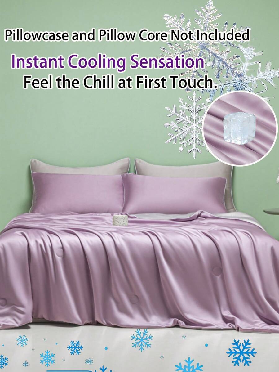 1pc Lightweight Luxury Quilt, Suitable For All Seasons, Thin, Washable, Durable Comforter - Lilac Purple - View 1