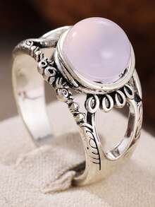 Vintage Damenring mit Cut Out Blumenverzierung, Wald-Landhausstil, vielseitiges Accessoire für Dates und Urlaub - Babypink - Übersicht 9