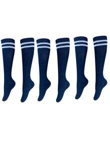 3 Pairs Kids Knee-High Soccer Socks, Long Sports Socks, Suitable For 3-8 Years Old Children Daily School Wear, Back To School, First Day Of School - Multicolor - View 22