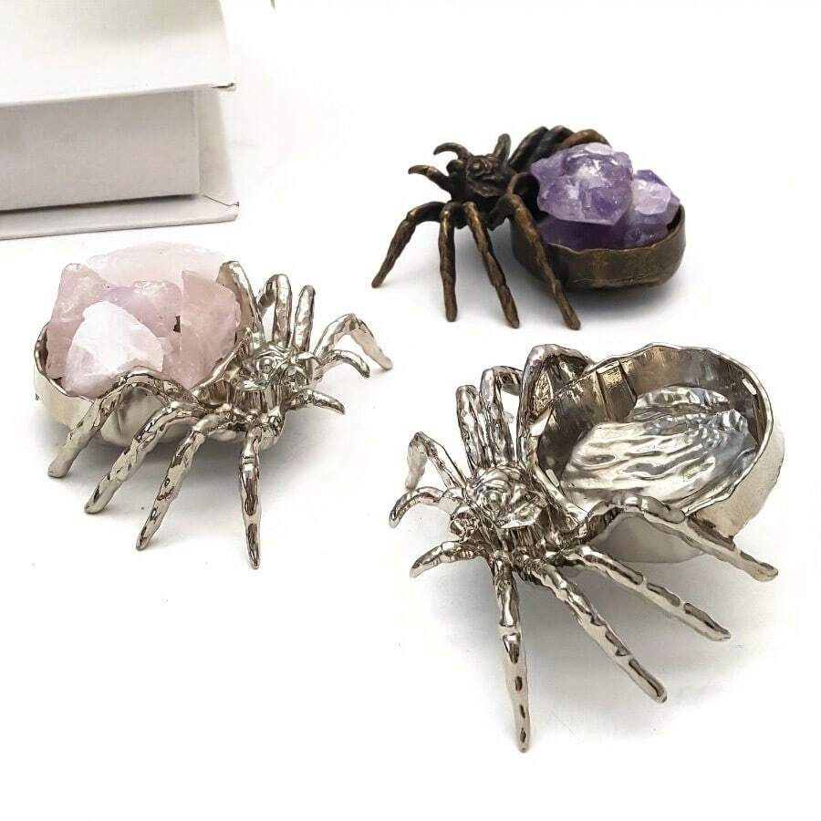 萬聖節蜘蛛水晶球底座支架 水晶展示架 客廳飾品 寶石蛋支撐底座 水晶球托架 桌面裝飾 攝影道具 萬聖節禮物裝飾