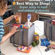 1pc Shopping Bag, Made Of Thickened Material, Equipped With Long Handles, Designed In A Generous Box Shape, Can Stand Upright, Easy To Open And Close, Can Be Folded Flat For Storage - Multicolor - View 9