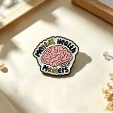 Mental Health Matters Enamel Pin, End The Stigma Of Anxiety, Raise Awareness For Mental Therapy, Positive & Happy Reminder Pin Gift - Pink - View 4