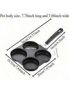 Four-In-One Cast Iron Egg Fryer, Non-Stick, Single Handle, Dishwasher , Compatible With Electric Stoves, Ideal For Kitchen Gadgets For Pancakes, Eggs, Steaks And Other Uses. - View 14