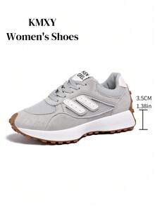 Zapatillas de mujer cómodas con cordones - Zapatos casuales ligeros y multifuncionales, suela de goma antideslizante, adecuados para todas las estaciones - Gris - Ver 7
