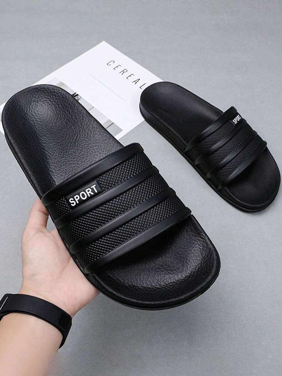 HISQIM Men's Casual Slippers, Simple And Fashionable Men's Sandals, Home Slippers, Beach Sandals, Indoor Slippers, Bathroom Sandals, Comfortable, Thick Sole - Black - View 1