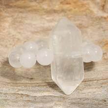 1PC Natural Crystal Chakra Double Point Tower Beaded Stretch Rings, Multiple Types Polished Healing Spiritual Meditation Crystal Jewelry Gift - Double-pointed Bead Ring - View 11
