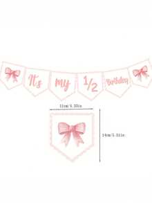 1/2pcs-"1/2 Year Old Birthday" Girl Set: Includes Hat, Decorative Banner, Princess Crown And Bow Accessories (Suitable For 6 Months Old Baby Party) Baby Party Decoration - Multicolor - View 7