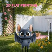 Mignon petit panneau de décoration de jardin extérieur en forme de chauve-souris, artisanat plat 2D minimaliste, décoration de paysage de pelouse de jardin, petit piquet à planter [article décoratif pratique] charmant et compact, illumine facilement les coins du jardin, également un cadeau de niche attentionné - A - Voir 1