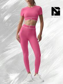 ALO Softsculpt Amp It Up Short Sleeve Bra - Paradise Pink - View 3