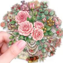 50pcs Transparent PET Vintage Floral Stickers, Vintage Floral Decorative Series, PET Transparent Stickers, Aesthetic Sticker Pack - Perfect For Decorating Scrapbooks, Junk Journals, Bullet Journals, Planners, Water Bottles, Phone Cases And Laptops - 50pcs - View 8