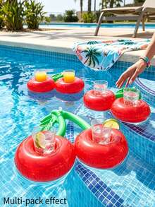 Cherry Shaped Inflatable Cup Holder PVC Floating Creative Beverage Cup Holder Design Suitable For Pool Party, Water Activities, Beach Party And Outdoor Activities Suitable For Beverages And Packaged Drinks Lightweight Inflatable Fun Decoration - Multicolor - View 9