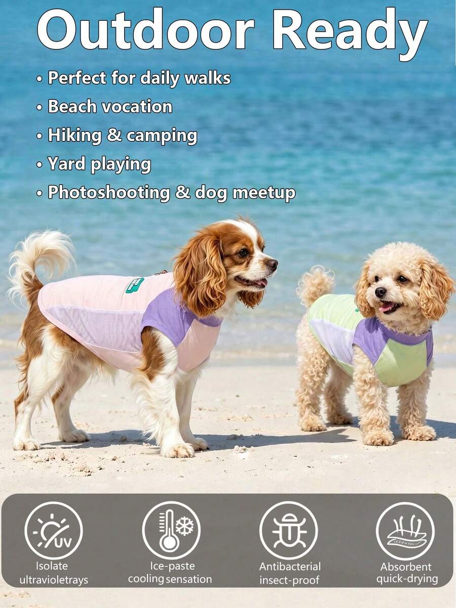 DomKim Lightweight Breathable Pet Cooling Vest, Summer UV Protection Sleeveless Top, Quick-Dry Insect-Repellent, Outdoor Walking Heatstroke Prevention Vest, Suitable For Small, Medium, Large Dogs And Cats