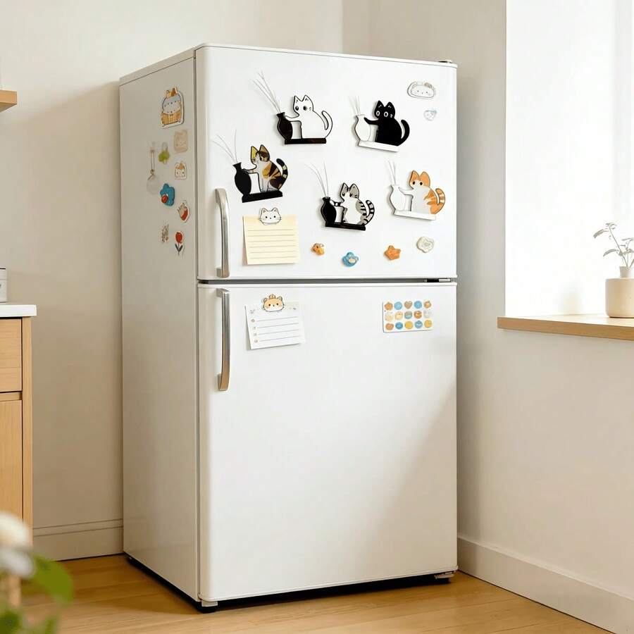 1 Set Cute Cat Fur Collector Magnetic Sticker, Can Be Attached To Refrigerator Or Used Vertically. It Can Collect Cat Hair And Also Be Used For Bouquet Decoration, Adorable Vase Design Refrigerator Magnet, Kitchen Decor Magnet, Cat Lover Gift, Pet Keepsake, Cat Hair Collector Is A Great Gift For Cat Owners