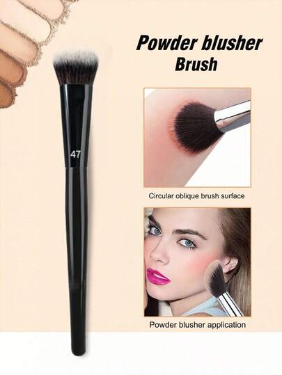 Brocha de base estilo escoba PRO 47, brocha para mezclar cremas líquidas, brocha profesional para colorete en ángulo, herramienta de maquillaje, 1 pieza