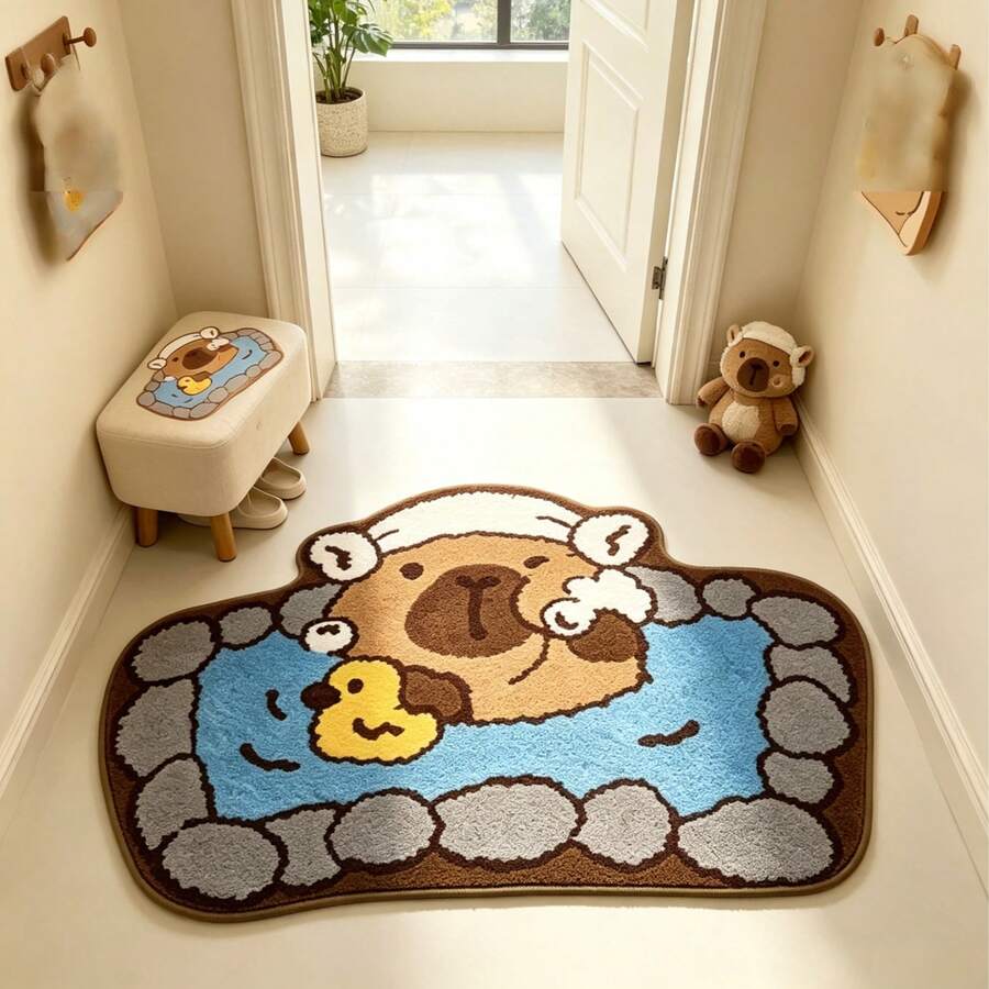 1pc Capybara Bath Mat, Bathroom Mat, Bathroom Rug, Door Mat, Small Rug, Carpet, Floor Mat, Home Decor, Area Rug, Outdoor Mat, Home Decor, Area Carpet, Bedroom Rug, Washable Carpet - Multicolor 4 - View 1