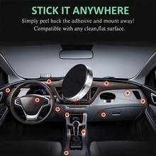Aluminum Alloy Adhesive Magnetic Phone Holder, Suction Cup Foldable Stable Anti-Shake, Suitable For Car Navigation, Car Dashboard, Magnetic Phone Mount - Multicolor - View 6