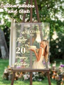 [2D Flat] Customized Birthday Welcome Sign, Lighting Up Joyful Celebrations Premium Acrylic Material, Exquisite Texture, Photo, Name, Blessing Message Customizable Various Sizes Available - Multicolor - View 2