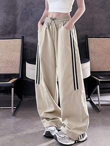 Girls Loose Athletic Casual Curved Leg Pants, Versatile Casual Pants For Girls, Children's Clothing - Light Grey - View 1