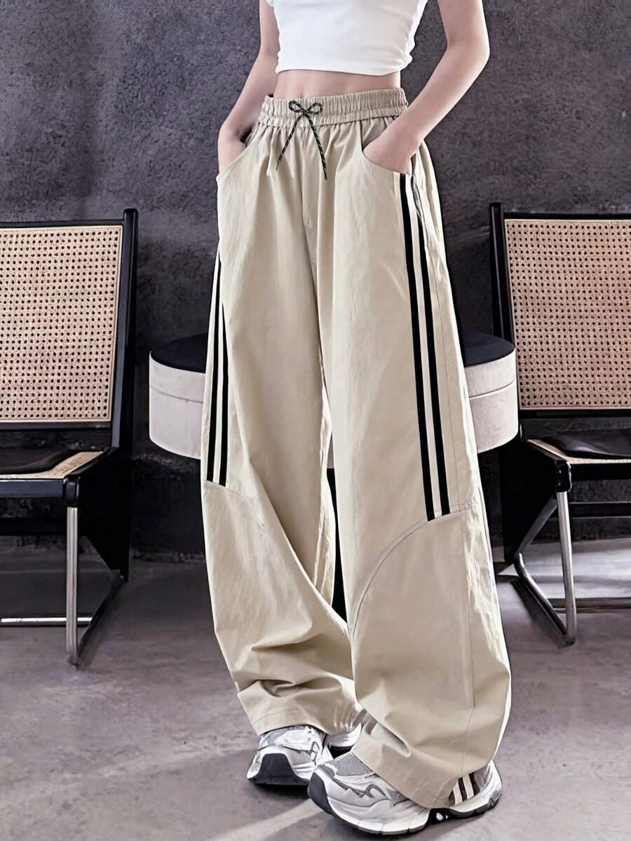 Girls Loose Athletic Casual Curved Leg Pants, Versatile Casual Pants For Girls, Children's Clothing - Light Grey - View 1