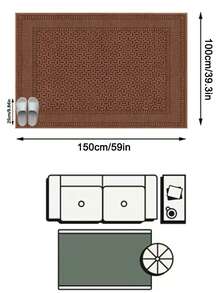 1 pieza Alfombra de área rectangular de arte clásico de Oriente Medio con diseño geométrico de rombos marroquíes - Suave de cachemira sintética lavable a máquina, adecuada para sala de estar, dormitorio, entrada, baño, pasillo, patio, cocina, interior y exterior, tapete de piso de gran tamaño para todas las estaciones, decoración del hogar - Multicolor - Ver 16