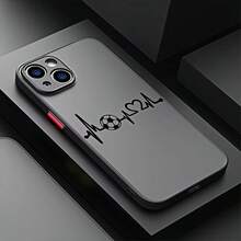 1pc Creative Football ECG Heartbeat Aesthetic Crown Pattern Spray Painted Skin-Feel Full Coverage Lens Anti-Drop Fashion Phone Case Compatible With Apple 11 12 13 14 15 16 17 Pro Max 7/8/XR Series Anti-Fingerprint Protective Cover - Multicolor - View 1