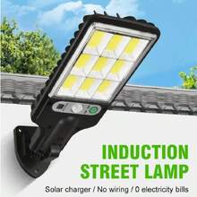 1pc Black ABS Plastic Solar Powered Street Light With 108 COB High Brightness COB Beads, Motion Sensor & Remote Control, Adjustable Bracket Flood Lamp For Garden Yard Patio Driveway Walkway Porch Garage Night Lighting Use - solar light - View 1
